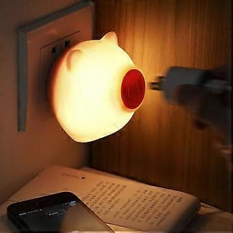 Söt Grisnäsa Smart Sensor Kontroll LED Nattlampa för Baby Barn Sovrum (Rosa)