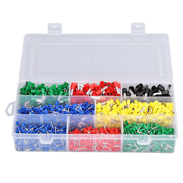 2000 stk/sett Ledningshylser Kit Kobber PVC Isolerte Hylser Krympekontakt Ledninger Terminal
