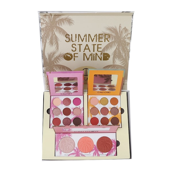 To typer af 9 farver øjenskyggepalet + 3 farver highlighter pulverpalet sæt