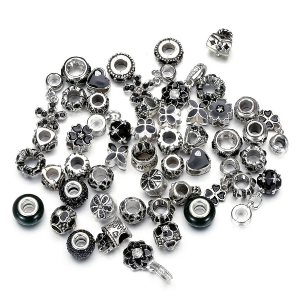 60 stycken European Large Hole Spacer Beads Sortiment Charm Bea