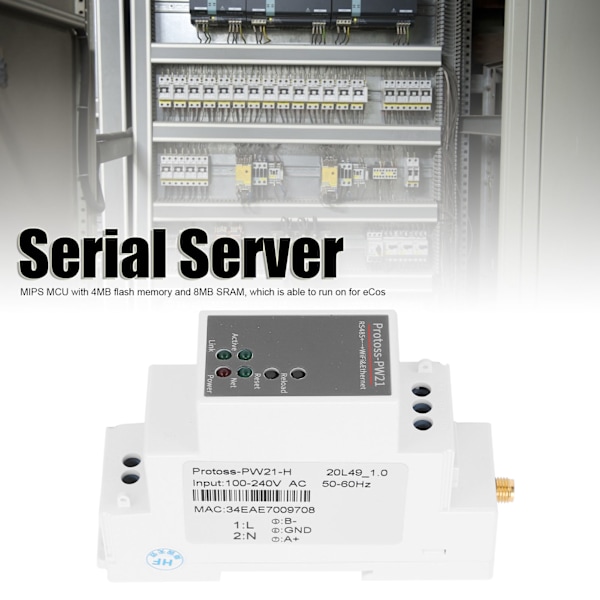 RS485 til WIFI/Ethernet Serial Server IP til ECos med Antenne PW21-H AC 100-240V