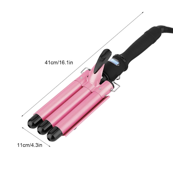 220V 22mm Digital Display Keramisk 3-Tuns Hårcurlingsstav Hårstilverktyg UK