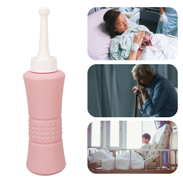 500ML Bidetflaske Bærbar Håndholdt Multifunksjonell Postpartum-pleie Bidet Rosa med Oppbevaringspose for Reiser Rett Hode