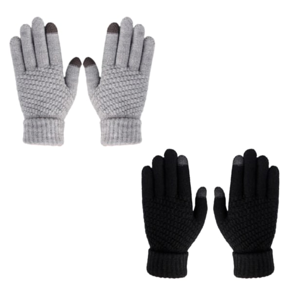 2 pairs of women's Winter touch screen gloves Warm wool lined kn