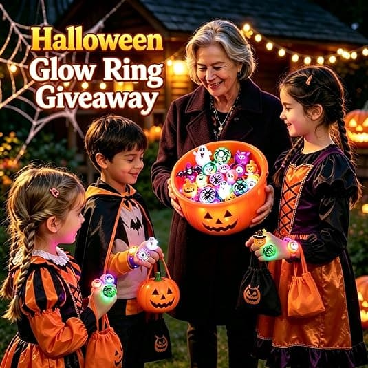 Halloween selvlysende ringer: 50 Halloween festgaver, selvlysende LED-ringer for barn, egnet for barn og voksne