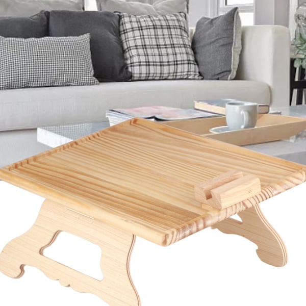 Soffa Armstöd Clip Bord Vikbart Trä Armstöd Clip På Brickbord med Telefonhållare för Soffor Recliner Rektangulär