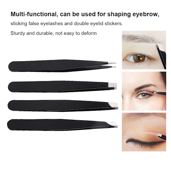 Rostfritt Stål Eyebrow Tweezer Slant Tip Eyebrow Shaping Clip Makeup Tool (Svart)