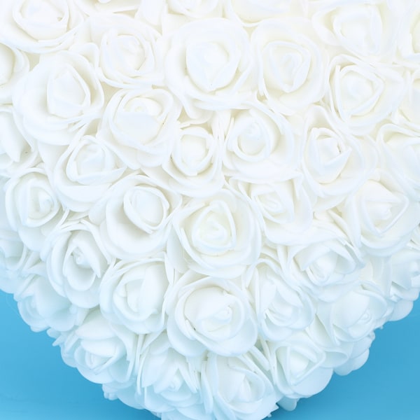 Distinkt Hjerteformet Kunstig Rose Blomst Simuleringsblomst til Valentinsdag Fødselsdag Hvid