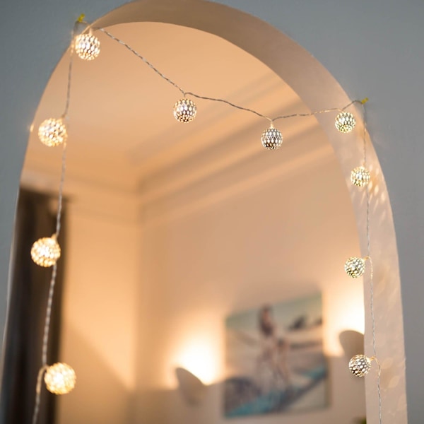 Lampor för rumsinredning, silverfärgade LED-globelampor för festbelysning, 50 LED, transparent kabel, lättanvänd strömbrytare, LED-dekorationsbelysning med kontakt