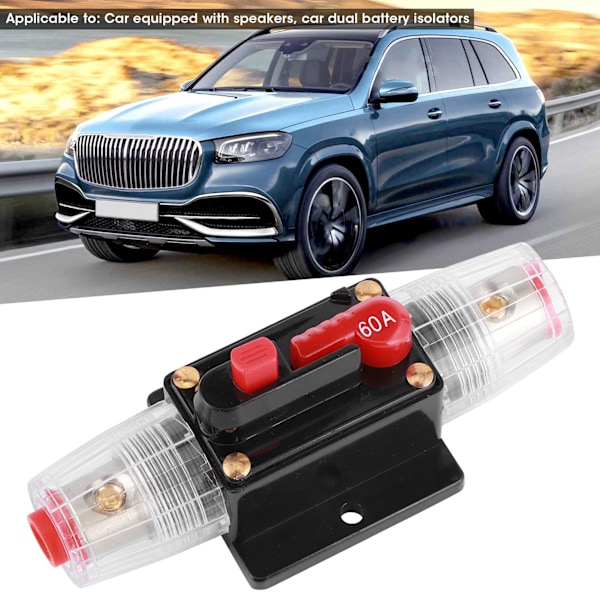 Automatisk Nulstillings Sikringsholder Switch Forstærker Bil Lastbil Lyd Modificering 12V 60A