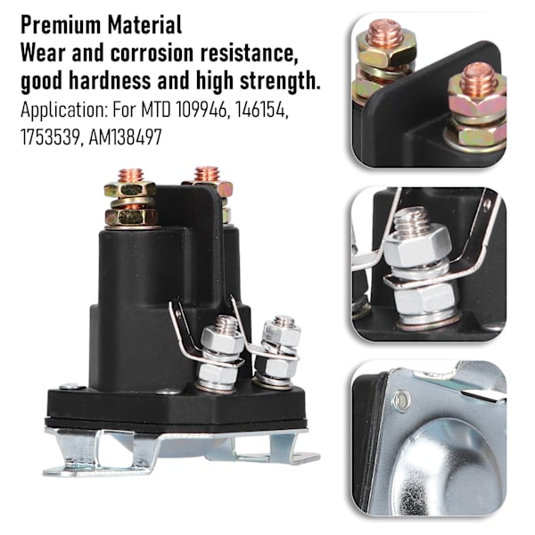 Solenoidbrytare 3-polig Terminal Startrelä 12V för MTD 109946 146154 1753539 AM138497