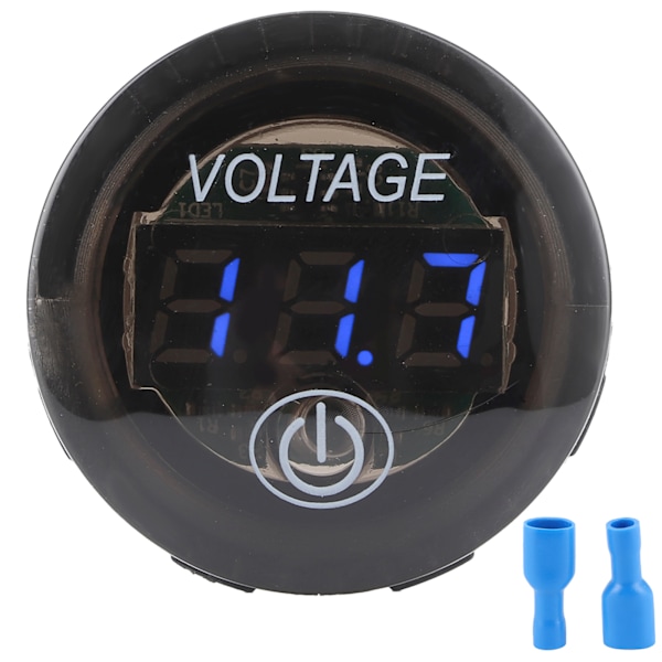 Universal LED DC Digital Voltmeter Spänningsmätare Bilbatteri Mätare 12‑24V Med Tryckknapp Blå
