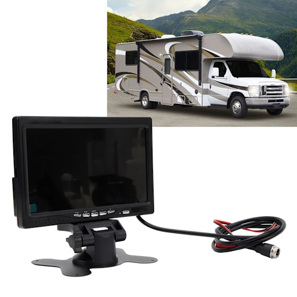 7 tommer Bakspejlskamera Biloptager 4-polet Vandafvisende LCD-skærm Infrarød Nattesyn Kamera til Bus Lastbil RV Caravan Trailer