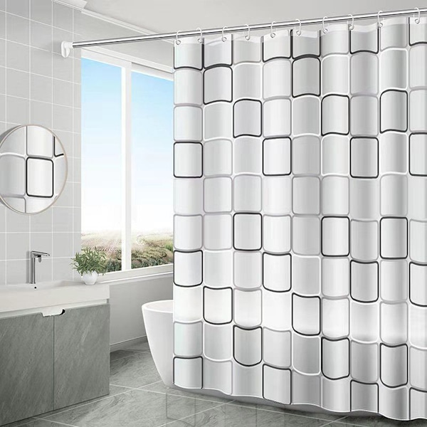 Vitt duschdraperi med avtagbart snäppfoder för badkar, hotell duschdraperi, maskintvättbart white 180*200CM    (style 2）