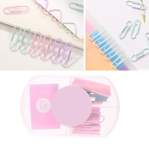 Mini Häftapparat Kraftbesparande Portabel Liten Söt Häftapparat med Klammer och Gem för Kontor Skola Sakura Rosa