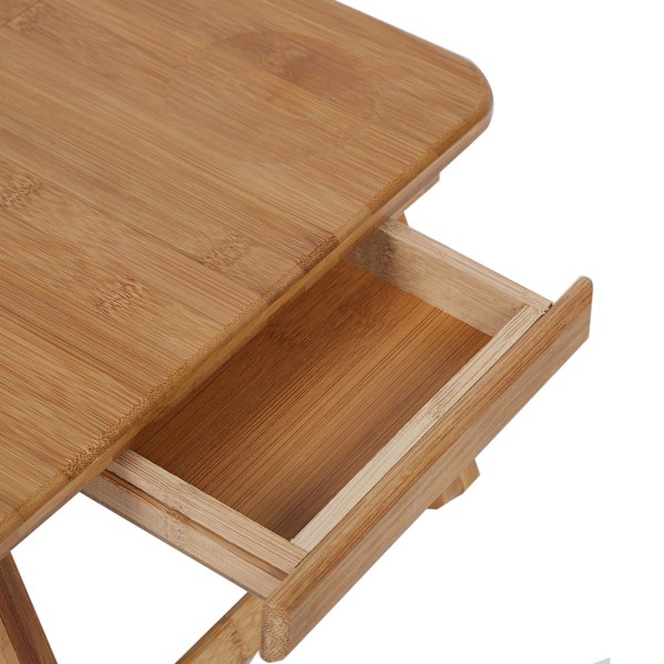 Foldbar Bambus Laptop Bord Bord Justerbar Morgenmad Seng Serveringsbakke