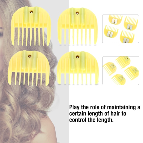 4-pack Begränsande Kam Hårsax Trimmer Klippfäste Guide Barber Styling Verktyg Set Gul