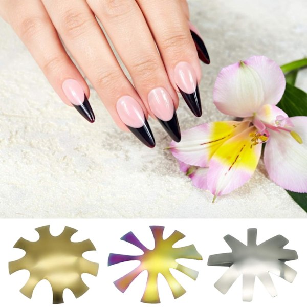 Mandelformade Tippar DIY Platta Modul för Salong & Hemma, Enkelt Franskt Manikyr Akrylverktyg Kit med Perfekt Smile Line (3 st)
