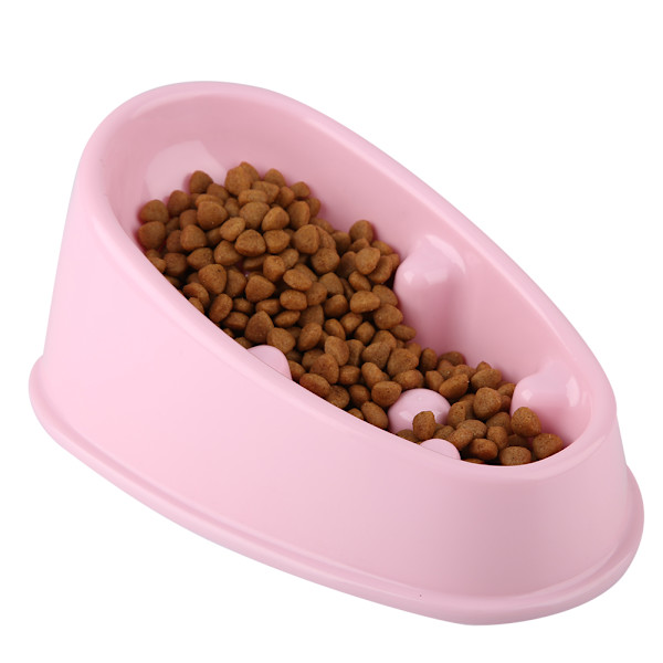 Hundemadsskål med Anti-Gulp Design, Skridsikker, Langsom Spisning (Lys Rosa S)