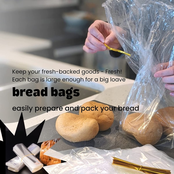 Uudelleenkäytettävät muoviset leipäpussit kotitekoiselle leipälle - 100 kpl