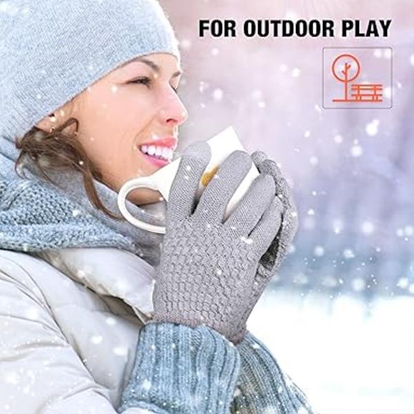 2 stk. vinter touch screen handsker strikkede handsker elastisk manchet vinter varme handsker gray