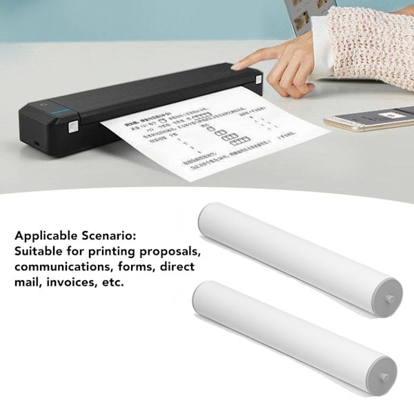 2 Rullar Termiskt Papper Klar Utskrift Termiskt Skrivarpapper för HPRT MT800 21 X 3cm