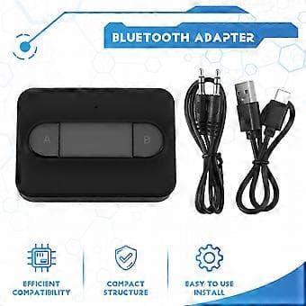 Bluetooth 5.0 Sender Adapter Dobbel Link Hodetelefoner Hjemmelydsystem Svart