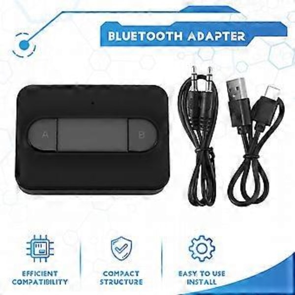 Bluetooth 5.0 Sender Adapter Dual Link Link Hovedtelefoner Hjemmelydsystem Sort