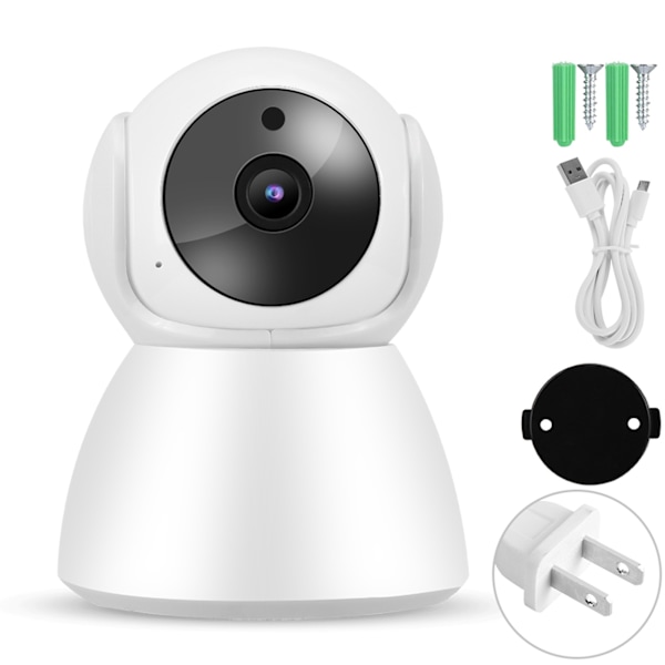 1080P WiFi IP Babykamera 2-vägs Intercom Babyvakt Monitor Inomhus Hem PTZ Kamera 110-240V (US)