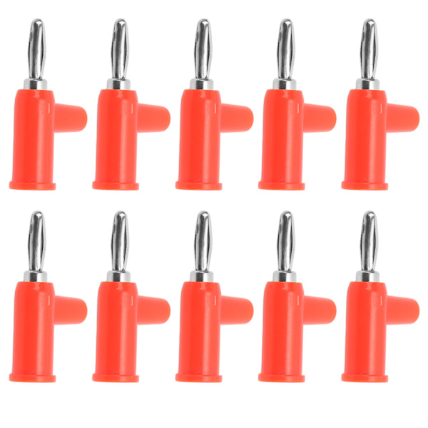 10 stk Stabelbare Banan-Stik 4mm/0.2in Loddefri Messing Standard Størrelse Stabelbare Banan-Stik til Sikkerhedsudstyr Rød