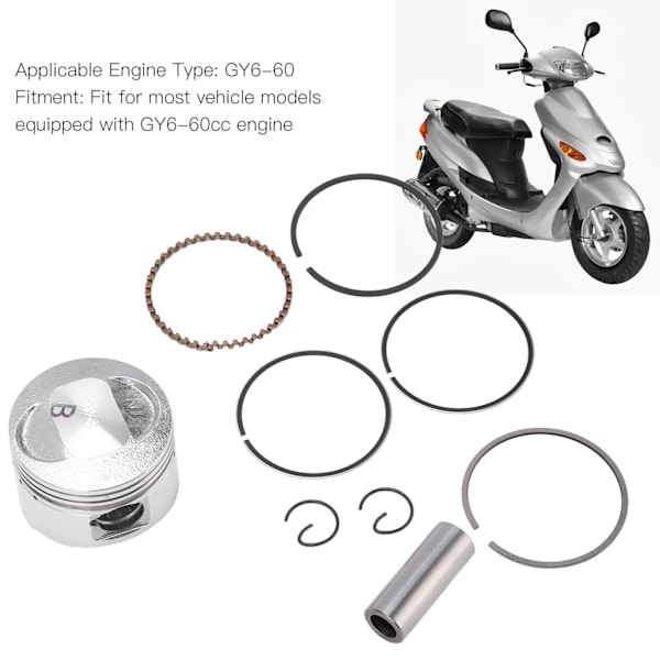 Stempelforsamling Metal Stempelring Stiftklips Motordele til GY6‑60cc Go Karts Scootere ATV UTV Motorcykler