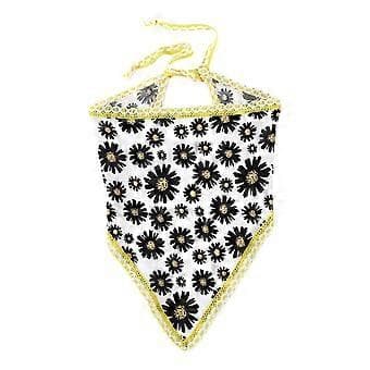 Kvinnor Daisy Tryck Hårband Spetskant Triangulära Bandanas Hårband Elastiska Hårband Turban Höst Håraccessoarer Vit