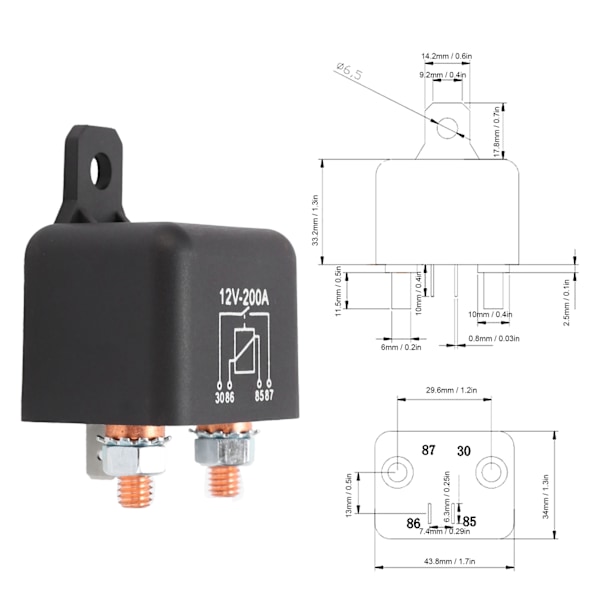 Start Relay Small 200A Normaalisti Auki 4-napainen Auto- ja Veneelektroniikan Jakelun Ohjauslaite 12V