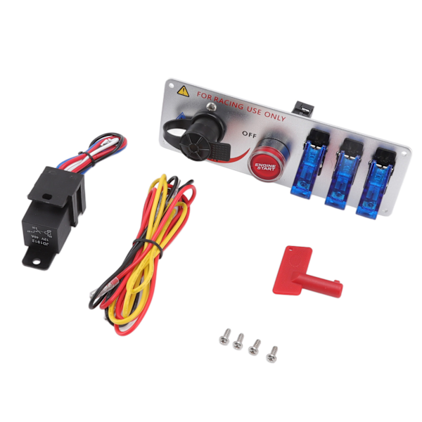 5-i-1 12V LED Toggle Tenningsswitchpanel med Motorstartknapp for Racingbil RV Truck Blå