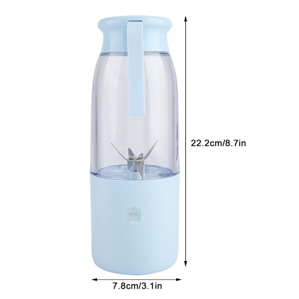 425ml USB Genopladelig Bærbar Elektrisk Grøntsags- og Frugtjuiceblender til Hjem, Kontor og Rejser (Blå)