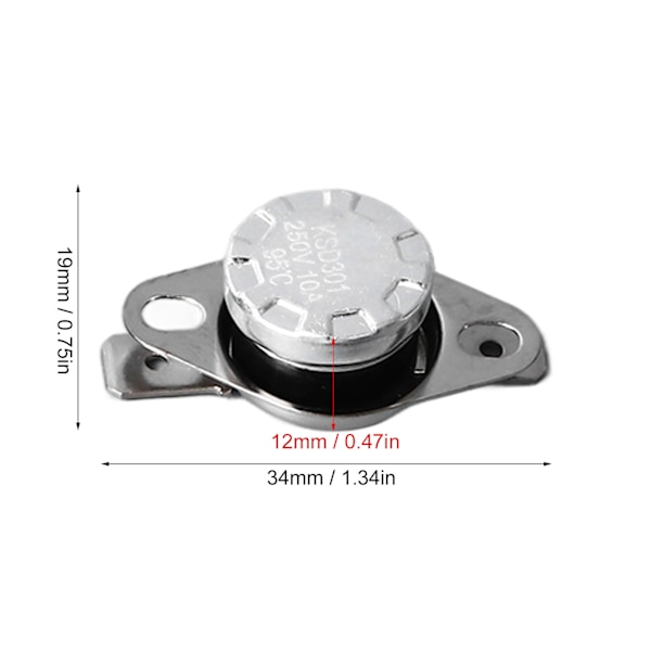 10 st Termostat Snabb Respons Hög Noggrannhet Kontroll 95℃ NC Termostat Termobrytare 10A