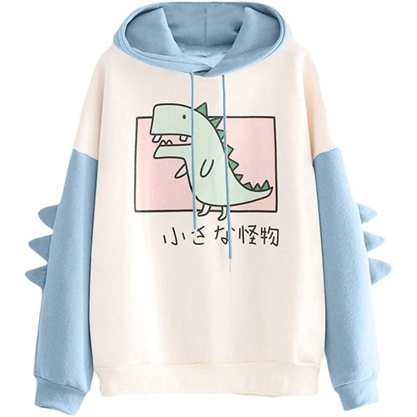 Dinosaurie sweatshirt för kvinnor långärmad skarvtröja tecknad söt
