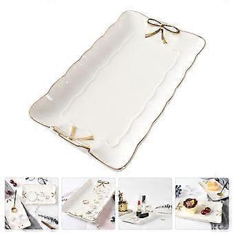 Smyckesbricka Dekorativ Bricka Keramiska Tallrikar Dessert Serveringsfat Soffbordsbricka