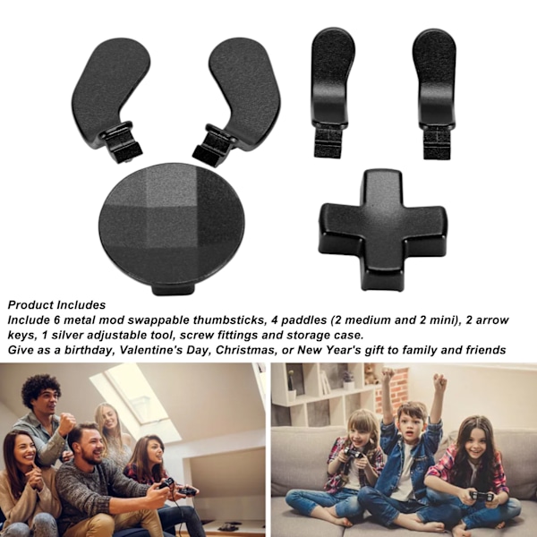 Tillbehör för Xbox One Elite Series 2 Controller Metall Thumbsticks Ersättningsdelar Kit Joysticks Paddlar Kit Svart