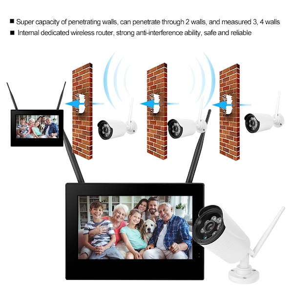 10 tuuman 1.3MP HD Langaton WIFI Vauvanvalvontakamera 3 Kameraa Älykäs DVR Kotivartiointijärjestelmä