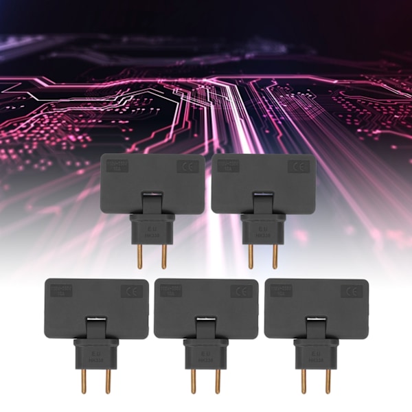5 kpl EU-pistokkeen muuntajakaapeli Langaton 180 asteen jatkojohto 1-3 EU-pistoke Adapteri 110‑250V Musta