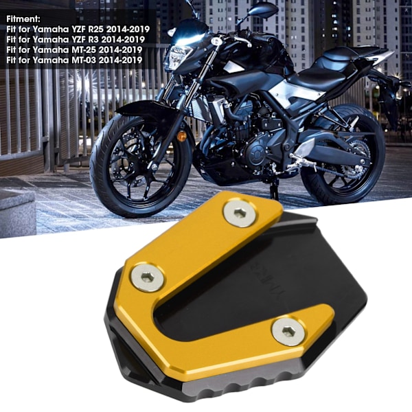Parkeringskickstöd Förlängningsplatta Sidostöd Stöd Passar Yamaha YZF R25/YZF R3/MT‑25/MT‑03 14-19Guld