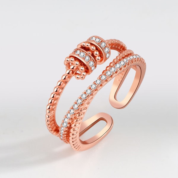Ångestdämpande ringar för kvinnor män Unisex justerbar staplingssnurra Rose Gold+Silver