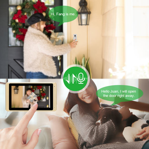 100-240V 7 tommer 720P WIFI Touchscreen Fjernbetjening Video 2 Monitor Dørklokke UK Stik