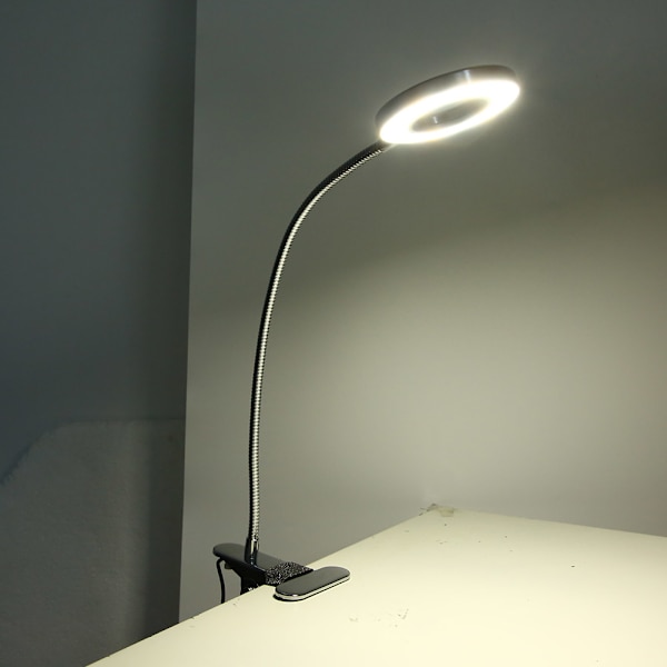 USB-ladbare bordlampe med dimmefunksjon, leselys for studier, øyevern, klipslampe