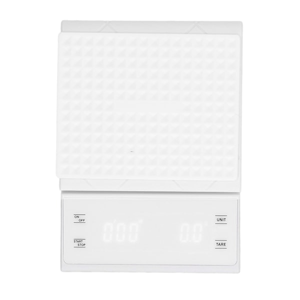 3kg/0,1g LED-display Elektronisk Våg Portabel Timer Köksvåg Kaffevåg med Halkskydd Vit