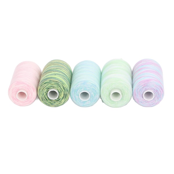 Sytrådsset 1000 Yards Färgglada Polyester Broderitrådsspolar för DIY Handmaskinsömnad 5 st