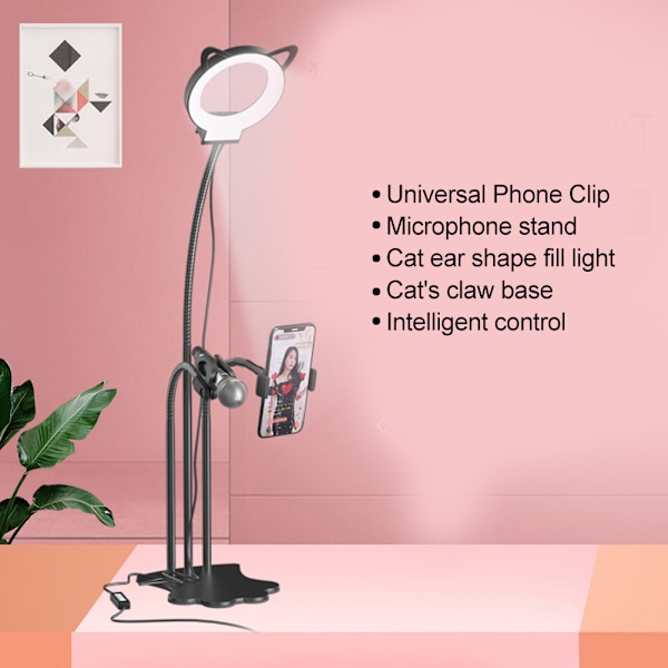 5 tommers sammenleggbar LED-lampe for live-streaming, tatovering, sminke og negledesign - Justerbar