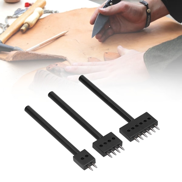 3Pcs Leather Perforated Tool Black Tooth Durable Quick Easy DIY Leather Craft Tool Kits6mm