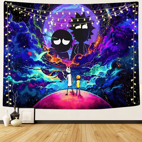 Trippy Blacklight Dödskalle Gobeläng, Stjärnklar Galax Mönster Mandalas Måne Design UV-Reaktiv Design, Högkvalitativ Polyester Mjuk Hållbar Lättviktig,